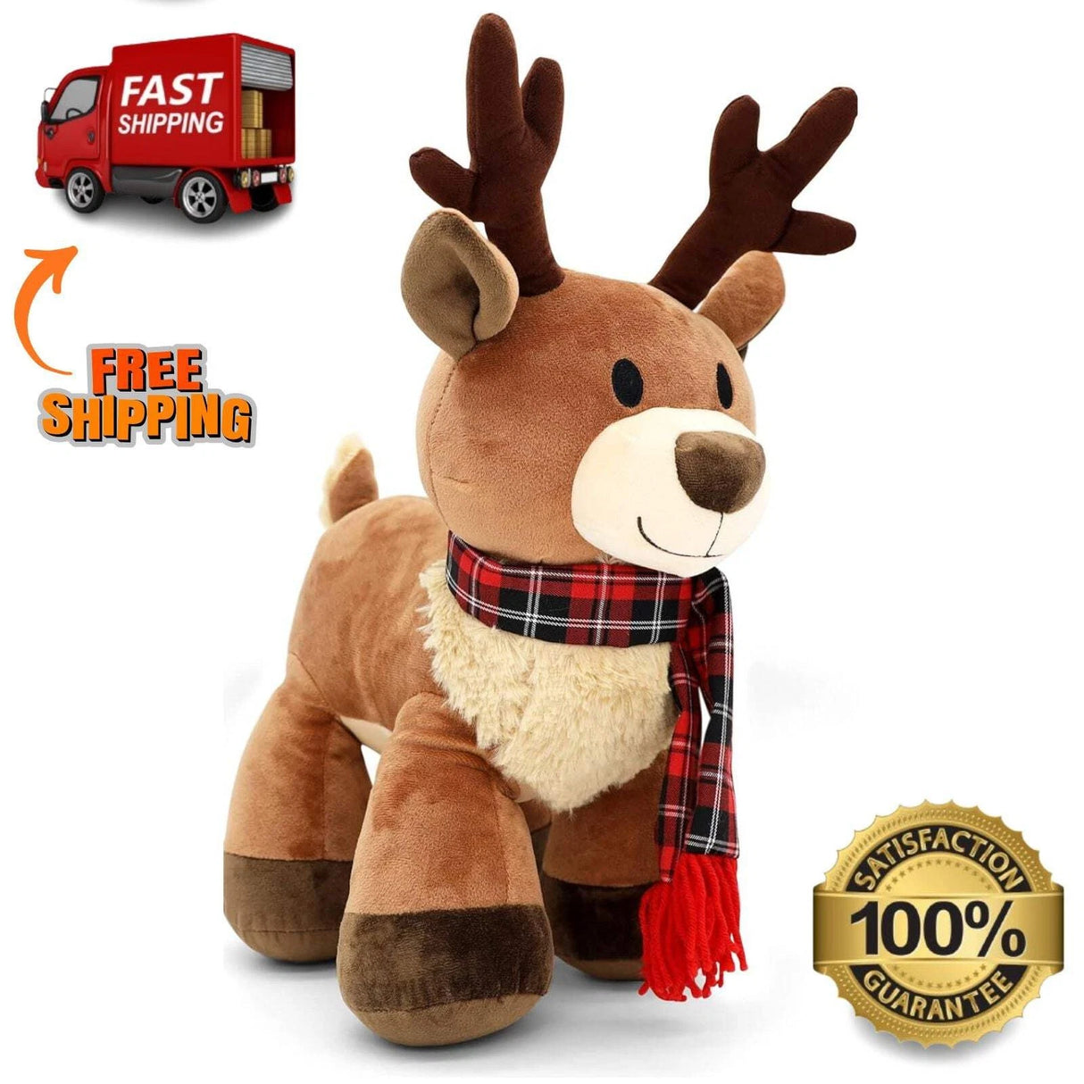 Christmas Randall Reindeer Plush Stuffed Animal Soft Holiday Toy Decor 14"