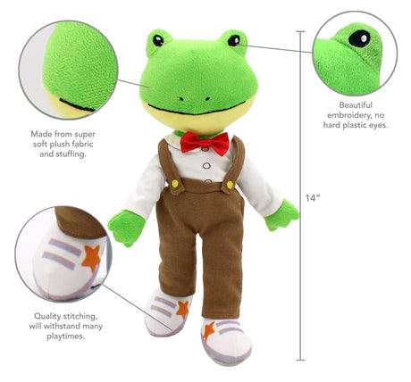 Sharewood Forest Friends 14 Inch Rag Doll Freddy the Frog - OrangeOnions Wholesale