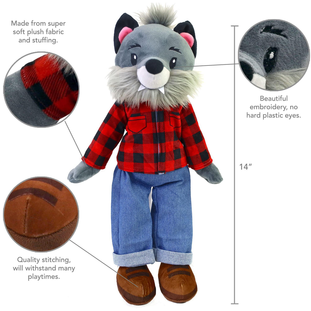 Sharewood Forest Friends 14 Inch Rag Doll Walter the Wolf - OrangeOnions Wholesale