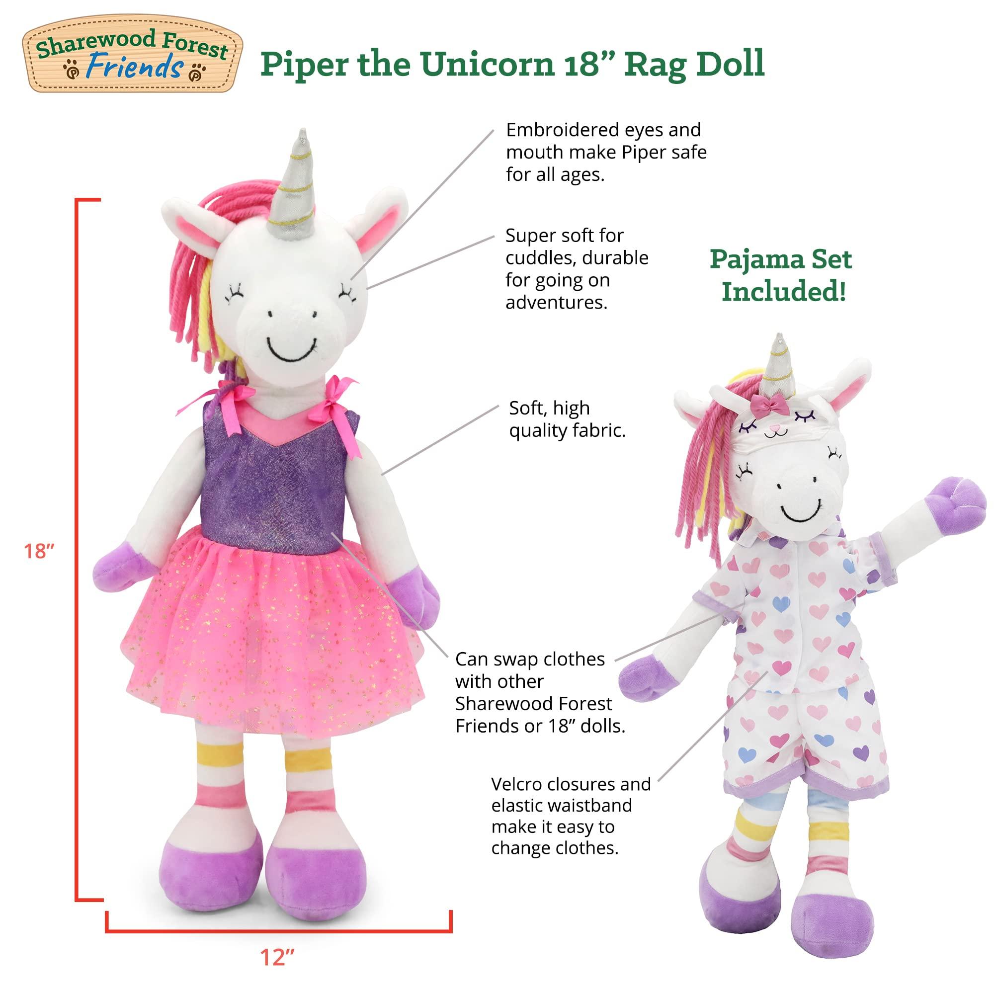 Sharewood Forest Friends 18 Inch Rag Doll Piper the Unicorn - OrangeOnions Wholesale