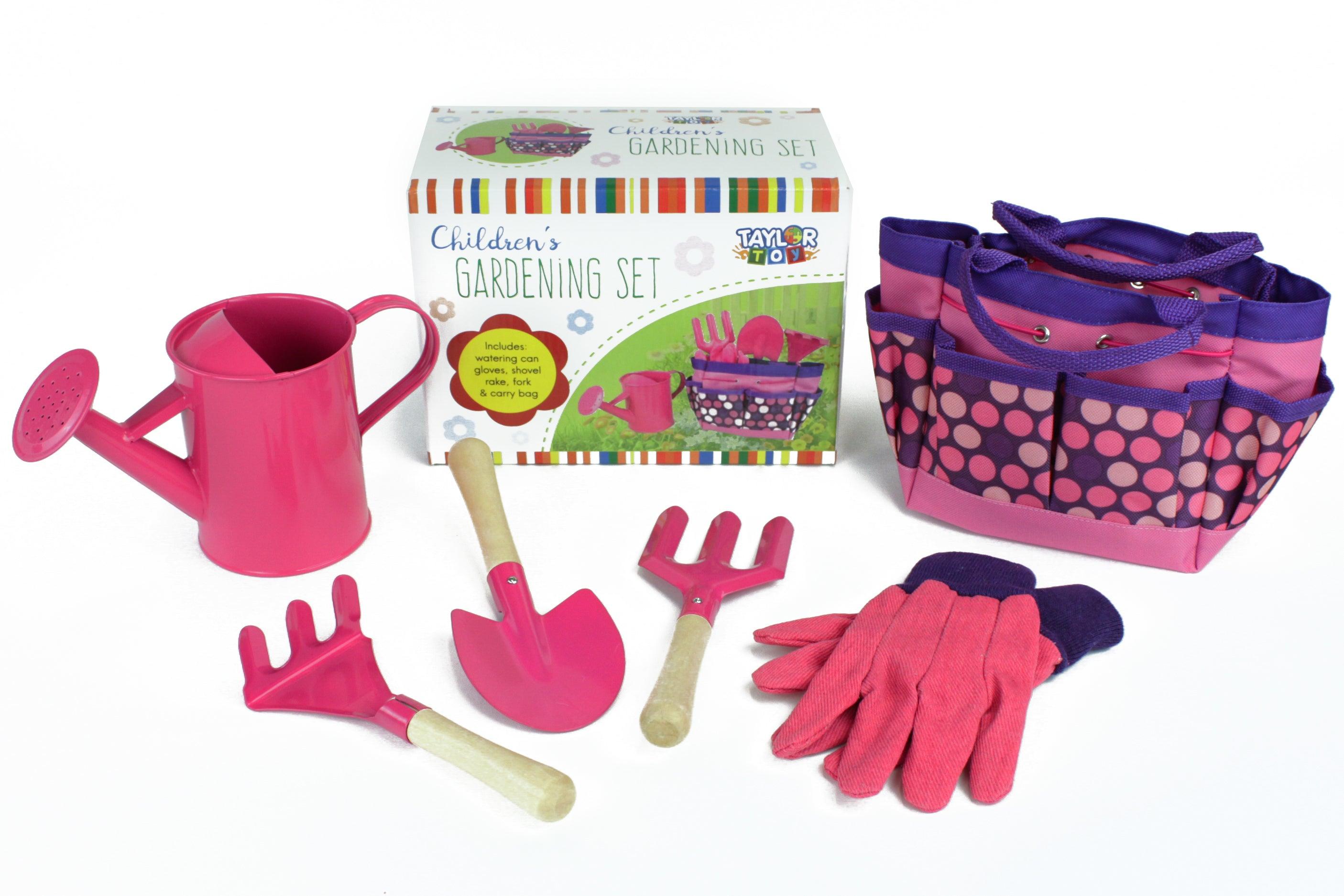 Taylor Toy Children's Gardening Set in Pink and Blue - OrangeOnions Wholesale