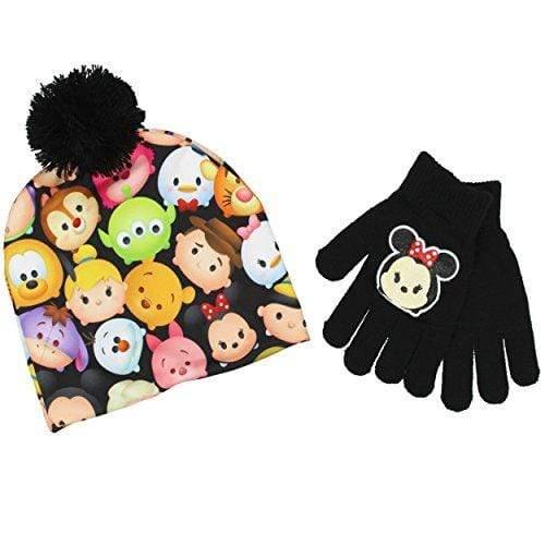 Disney Tsum Tsum Youth Beanie Hat and Gloves Set (One Size, Minnie Black)