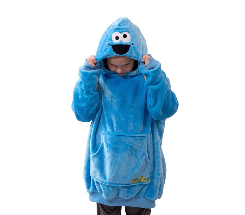 Sesame Street | Cookie Monster Kids Snugible 2-in-1 Blanket Hoodie & Pillow