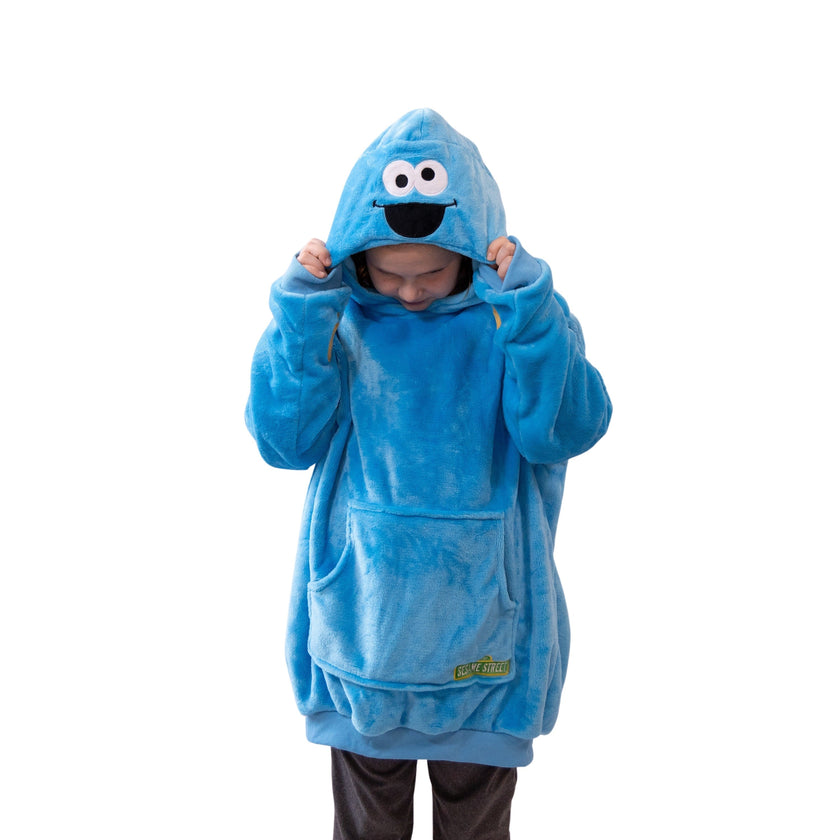 Sesame Street | Cookie Monster Kids Snugible 2-in-1 Blanket Hoodie & Pillow