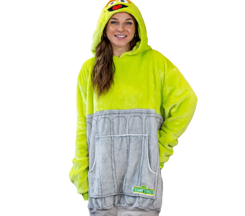 Oscar the Grouch Sesame Street Blanket Hoodie Plushie Pillow