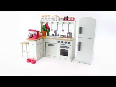Playtime by Eimmie Furniture Kitchen Set with Refrigerator and Accessories-18 Inch Doll