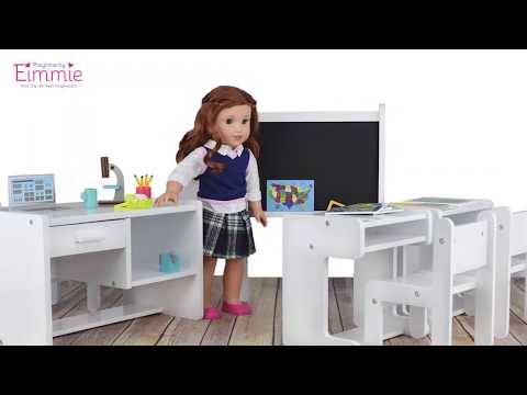 Playtime by Eimmie Furniture Classroom Set with Accessories (3 Desks)-18 Inch Doll