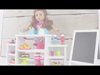 Playtime by Eimmie Furniture Bakery and Food Stand with accessories 18 Inch Doll